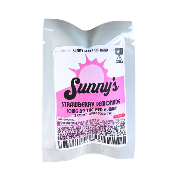 Sunny’s Delta 9 THC 10mg Strawberry Lemonade Gummies 2-ct