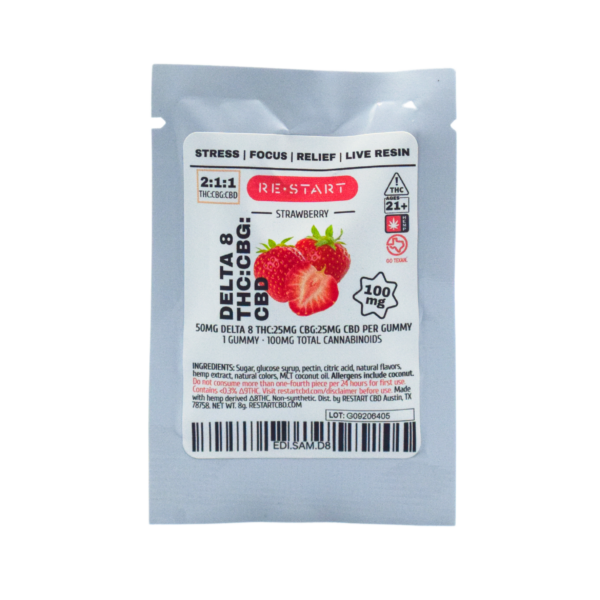 Live Resin Delta 8 THC CBG CBD 100mg Strawberry Gummies 1-ct Live Resin Sample