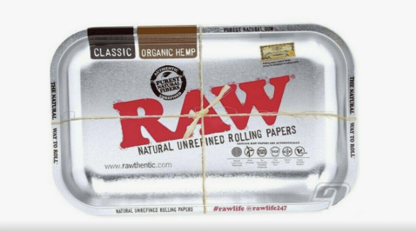 Raw Rolling Tray Large Metallic Silver