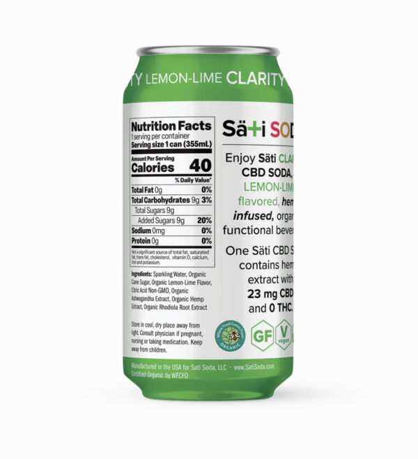 Organic CBD Sati Soda Lemon Lime Clarity - Image 2