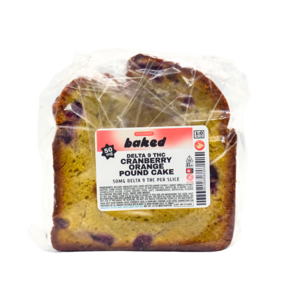 RESTART Baked Delta 9 THC 50mg Cranberry Orange Pound Cake (Reg. $12)